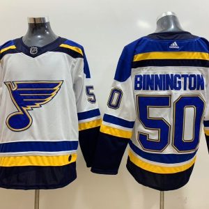 NHL Blues 50 Jordan Binnington White Adidas Men Jersey