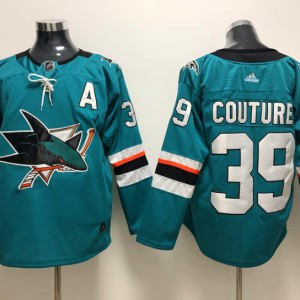 Adidas Sharks #39 Logan Couture Teal Alternate Stitched NHL Jersey