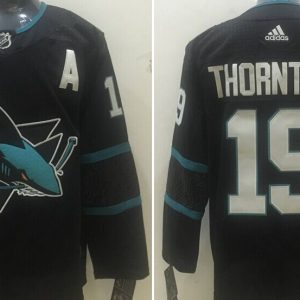 Adidas Sharks #19 Joe Thornton Black Alternate Stitched NHL Jersey