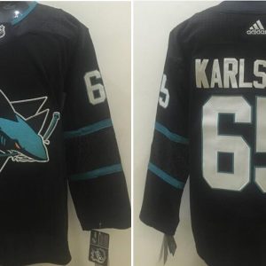 Adidas Sharks #65 Erik Karlsson Black Alternate Stitched NHL Jersey