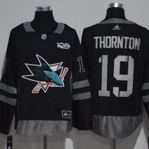 NHL San Jose Sharks #19 Thornton Black 100th Anniversary Jersey