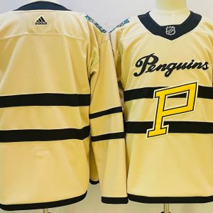 Men's Pittsburgh Penguins Blank 2023 Winter Classic Cream Jersey
