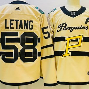 Men's Pittsburgh Penguins #58 Kris Letang 2023 Winter Classic Cream Jersey