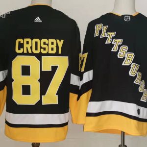 Men's Pittsburgh Penguins #87 Sidney Crosby 2021/2022 Black Stitched Jersey