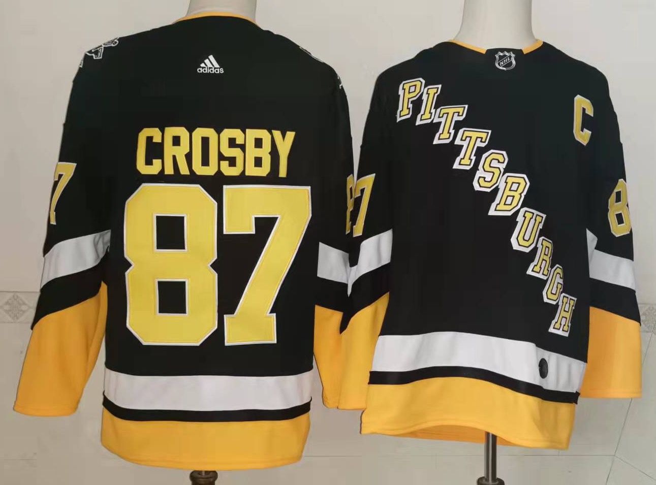 Men's Pittsburgh Penguins #87 Sidney Crosby 2021/2022 Black Stitched Jersey