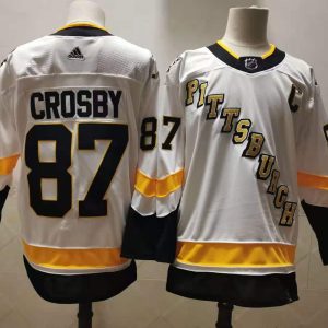 Men's Pittsburgh Penguins #87 Sidney Crosby 2020-21 White Adidas Jersey