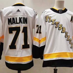 Men's Pittsburgh Penguins #71 Evgeni Malkin 2020-21 White Adidas Jersey