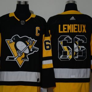 Men's NHL Pittsburgh Penguins #66 Lemeux Black Adidas Jersey