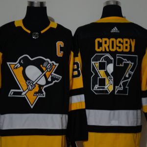 Men's NHL Penguins #87 Sidney Crosby Black Adidas Jersey