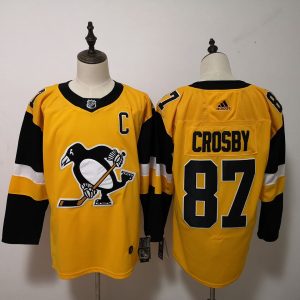 NHL Penguins 87 Sidney Crosby Yellow Alternate Adidas Men Jersey