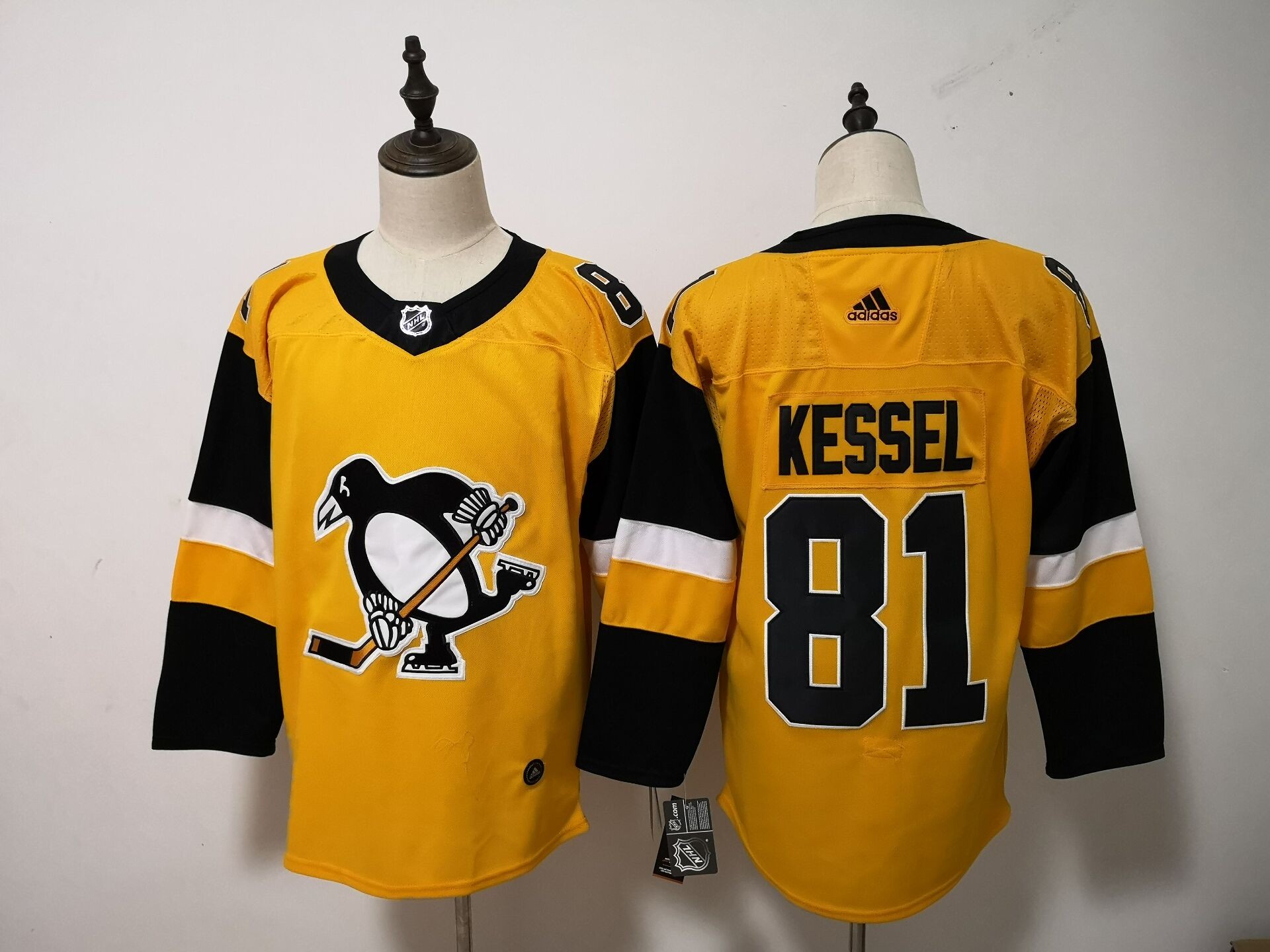NHL Penguins 81 Mary Hessel Yellow Alternate Adidas Men Jersey