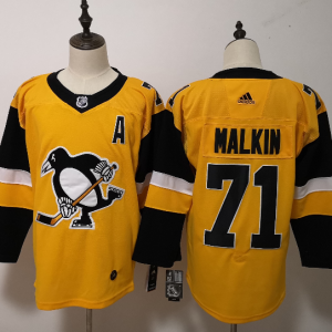 NHL Penguins 71 Evgeni Malkin Yellow Alternate Adidas Men Jersey
