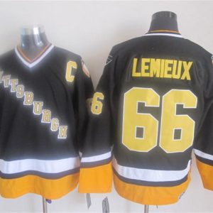 NHL Pittsburgh Penguins #66 Lemieux Black 2015 Jersey with A Patch