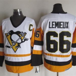 NHL Pittsburgh Penguins #66 Lemieux White Jersey with C Patch