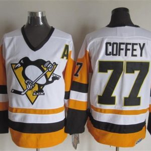 NHL Pittsburgh Penguins #77 Coffey White Jersey with A Patch