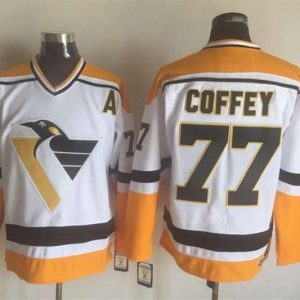 NHL Pittsburgh Penguins #77 Coffey White Jersey with A Patch