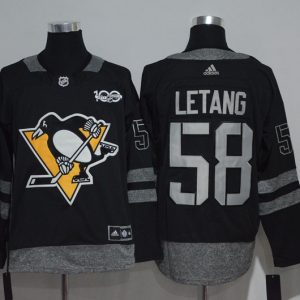 NHL Pittsburgh Penguins #58 Letang Black 100th Anniversary Jersey