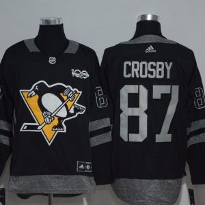 NHL Pittsburgh Penguins #87 Crosby Black 100th Anniversary Jersey