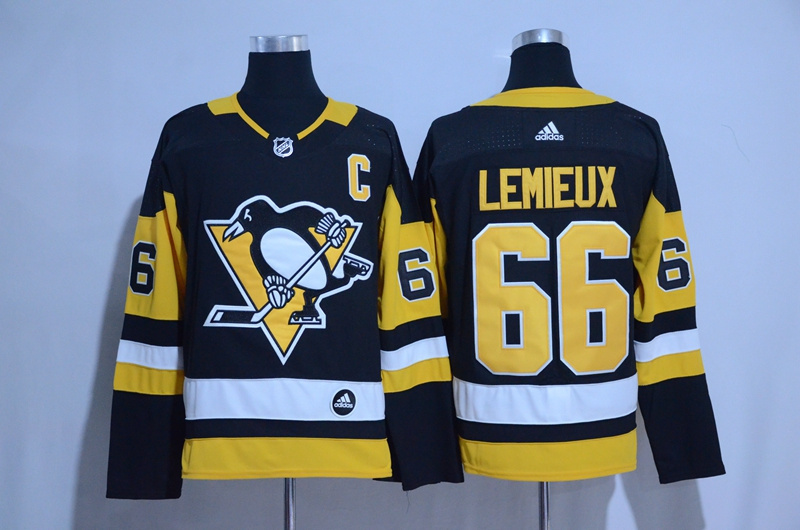 Adidas NHL Pittsburgh Penguins #66 Lemieux Black Jersey
