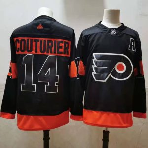 NHL Philadelphia Flyers #14 Couturier 2021 Black Reverse Retro Stitched Jersey