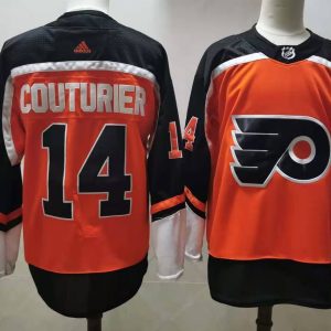 NHL Philadelphia Flyers #14 Couturier 2021 Orange Reverse Retro Stitched Jersey