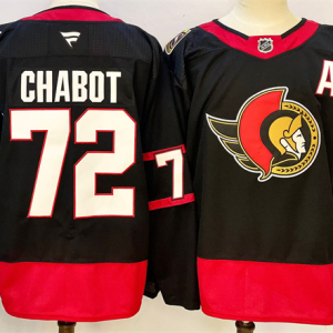 Men's Ottawa Senators #72 Thomas Chabot Black 2024-25 With C Patch Home Stitched