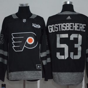 NHL Philadelphia Flyers #53 Gostisbehere Black 100th Anniversary Jersey