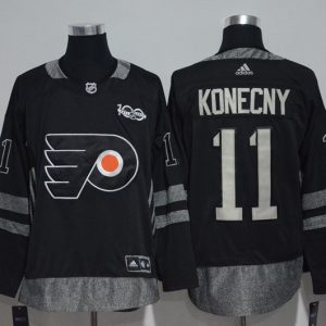 NHL Philadelphia Flyers #11 Konecny Black 100th Anniversary Jersey