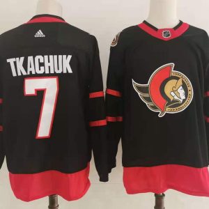 NHL Ottawa Senators #7 Brady Tkachuk 2021 Black Reverse Retro Stitched NHL Jersey