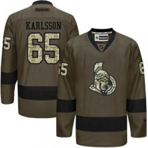 NHL Senators 65 Erik Karlsson Green Salute to Service Men Jersey