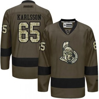 NHL Senators 65 Erik Karlsson Green Salute to Service Men Jersey