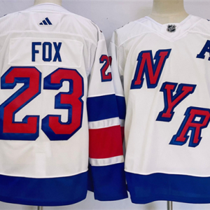 Men's New York Rangers #23 Adam Fox White 2023-2024 Stadium Series Stitched Jersey