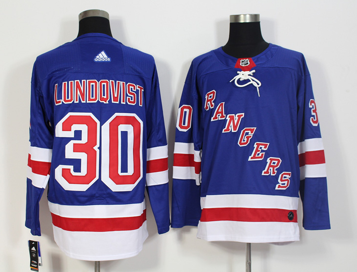 Men's Adidas New York Rangers #30 Henrik Lundqvist Royal Blue Stitched NHL Jersey