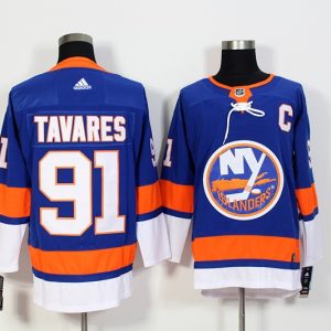 NHL Islanders #91 John Tavares Blue Adidas Men Jersey