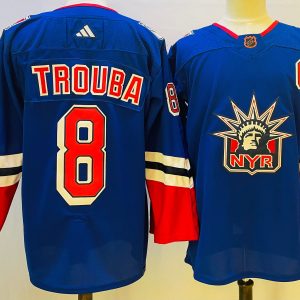 Men's New York Rangers #8 Jacob Trouba Blue 2022 Reverse Retro Jersey