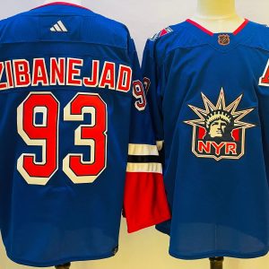 Men's New York Rangers #93 Mika Zibanejad Blue 2022 Reverse Retro Jersey