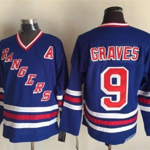 NHL New York Rangers #9 Graves Blue Jersey with A Patch