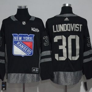 NHL New York Rangers #30 Lundqvist Black 100th Anniversary Jersey