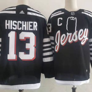 NHL New Jersey Devils #13 Nico Hischier 2021/22 Black Jersey
