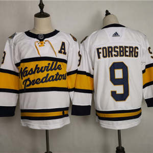 Men's Adidas Nashville Predators #9 Filip Forsberg White Stitched NHL Jersey
