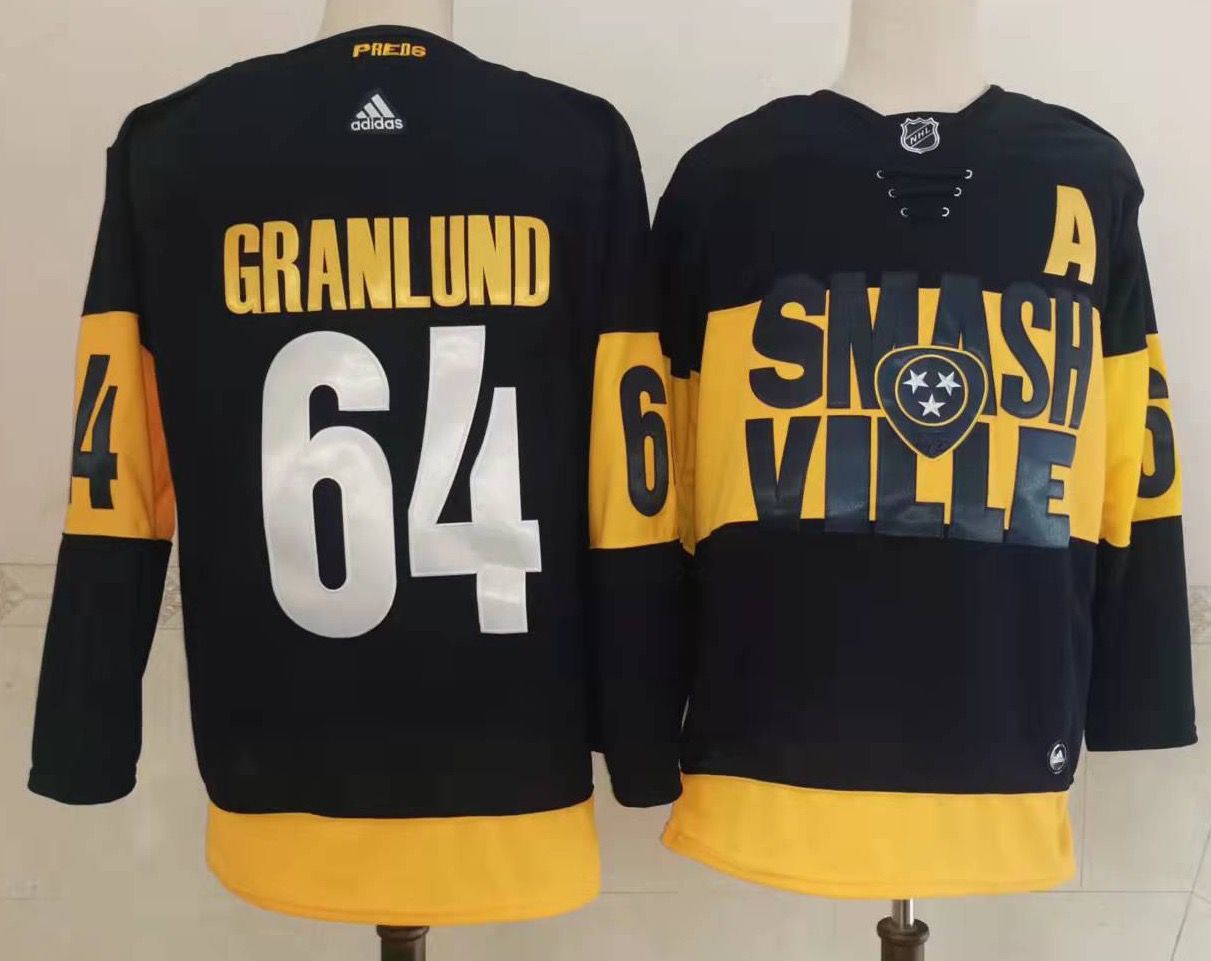 NHL Nashville Predators #64 Mikael Granlund Black 2022 New Adidas Jersey