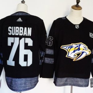 Adidas Nashville Predators #76 Subban Black 100th Anniversary Jersey