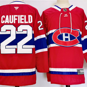 Men's Montreal Canadiens #22 Cole Caufield Red 2024-25 Stitched Jersey