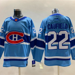 Men's Montreal Canadiens #22 Cole Caufield 2022-23 Reverse Retro Stitched Jersey