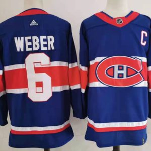 NHL Montreal Canadiens #6 Weber 2021 Blue Reverse Retro Stitched Jersey