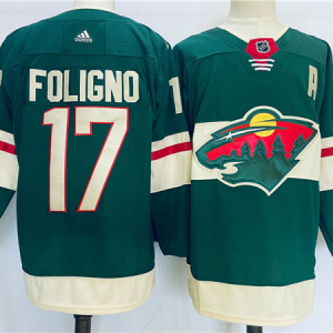 Men's Minnesota Wild #17 Marcus Foligno Green Stitched Jersey