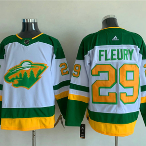 Men's Minnesota Wild #29 Marc-Andre Fleury White/Green Stitched Jersey