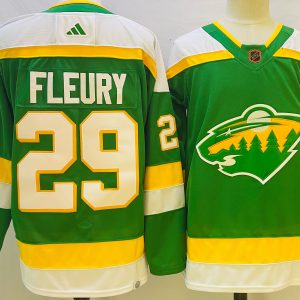 Men's Minnesota Wild #29 Marc-Andre Fleury Green 2022 Reverse Retro Jersey