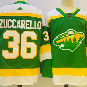 Men's Minnesota Wild #36 Mats Zuccarello Green 2022 Reverse Retro Jersey