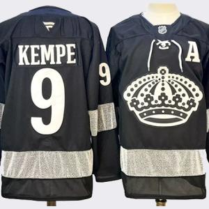 Men's Los Angeles Kings #9 Adrian Kempe Black 2024-25 Home Stitched Hockey Jersey